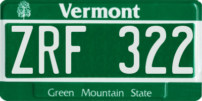 VT license plate ZRF322