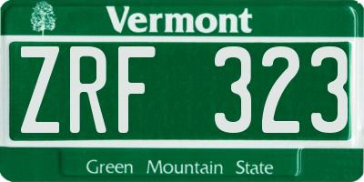 VT license plate ZRF323