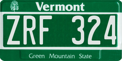 VT license plate ZRF324
