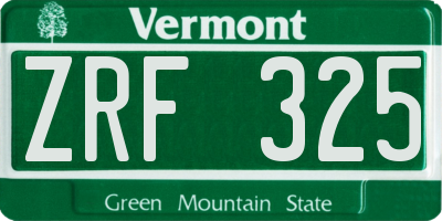VT license plate ZRF325