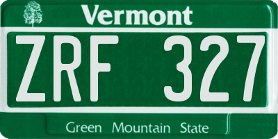 VT license plate ZRF327