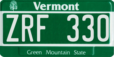 VT license plate ZRF330