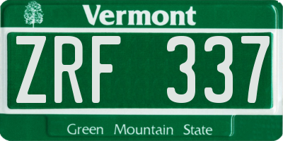 VT license plate ZRF337