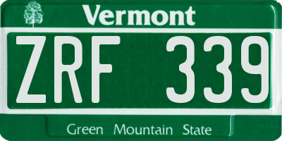 VT license plate ZRF339