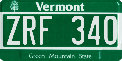 VT license plate ZRF340