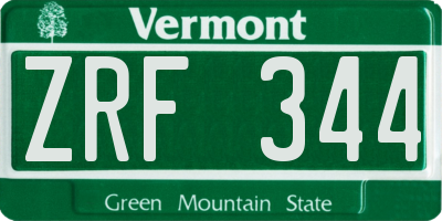 VT license plate ZRF344