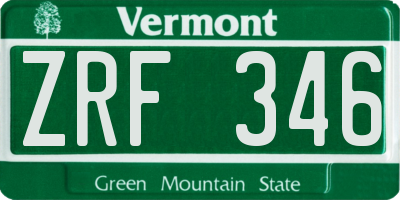 VT license plate ZRF346