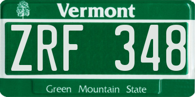 VT license plate ZRF348