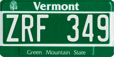 VT license plate ZRF349