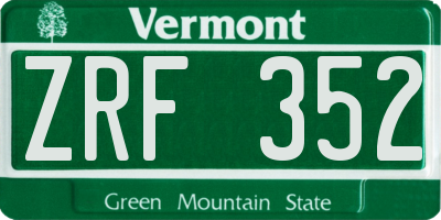 VT license plate ZRF352