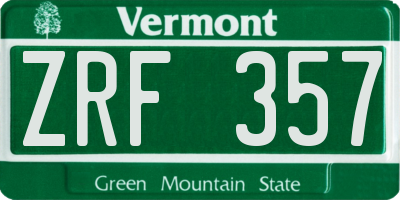 VT license plate ZRF357