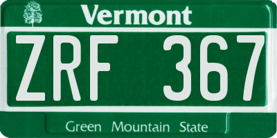 VT license plate ZRF367