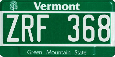 VT license plate ZRF368