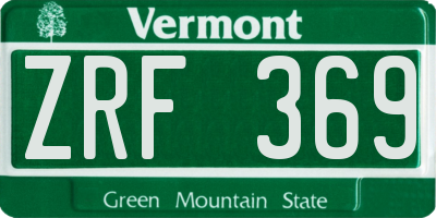VT license plate ZRF369