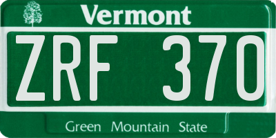 VT license plate ZRF370