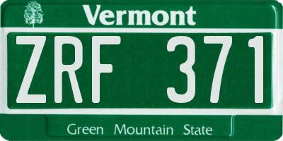 VT license plate ZRF371