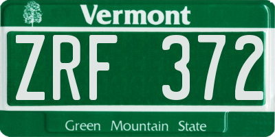 VT license plate ZRF372