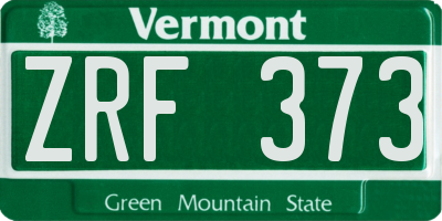 VT license plate ZRF373