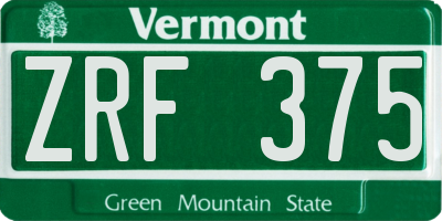 VT license plate ZRF375