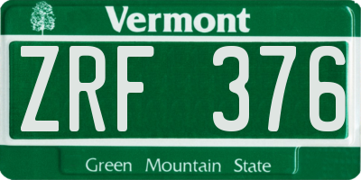 VT license plate ZRF376