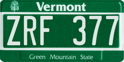 VT license plate ZRF377