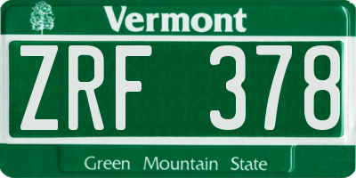 VT license plate ZRF378