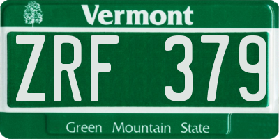 VT license plate ZRF379