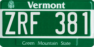 VT license plate ZRF381