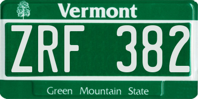 VT license plate ZRF382