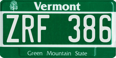 VT license plate ZRF386