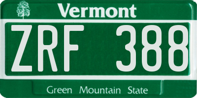 VT license plate ZRF388