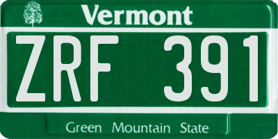 VT license plate ZRF391