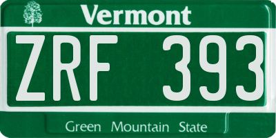 VT license plate ZRF393
