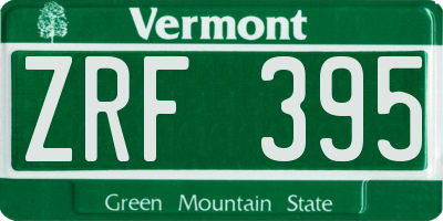 VT license plate ZRF395