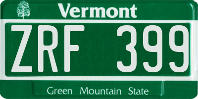 VT license plate ZRF399