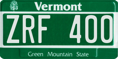 VT license plate ZRF400