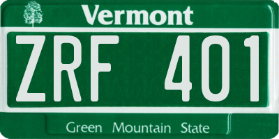 VT license plate ZRF401