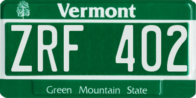 VT license plate ZRF402