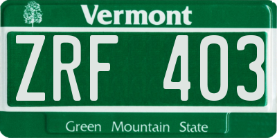 VT license plate ZRF403