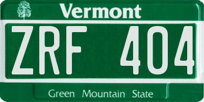 VT license plate ZRF404