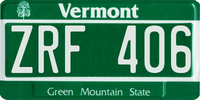 VT license plate ZRF406