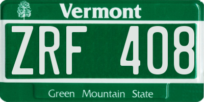 VT license plate ZRF408