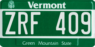 VT license plate ZRF409