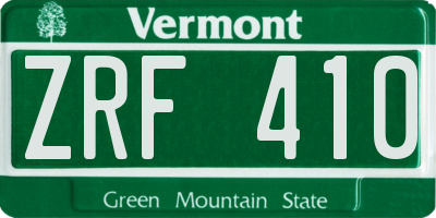 VT license plate ZRF410