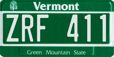 VT license plate ZRF411