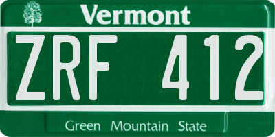VT license plate ZRF412