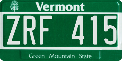 VT license plate ZRF415