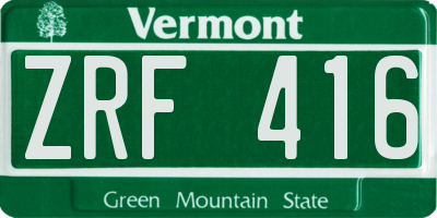 VT license plate ZRF416