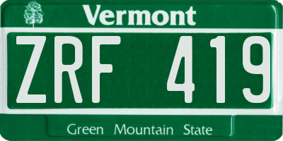 VT license plate ZRF419