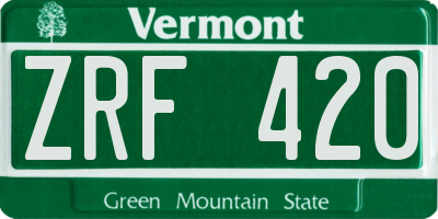 VT license plate ZRF420